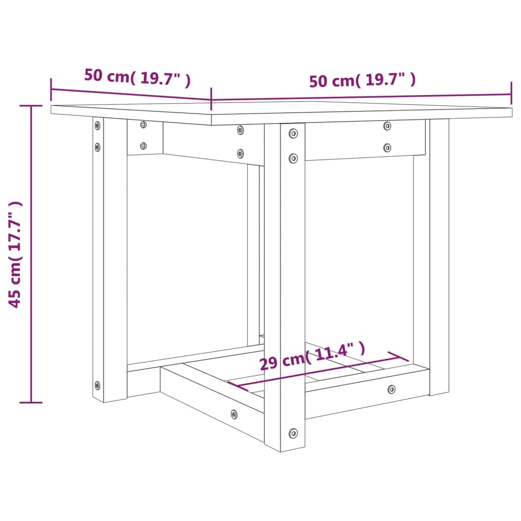 Table basse Marron miel 50x50x45 cm Bois massif de pin - XIOS