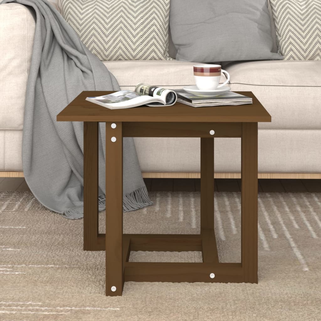 Table basse Marron miel 50x50x45 cm Bois massif de pin - XIOS