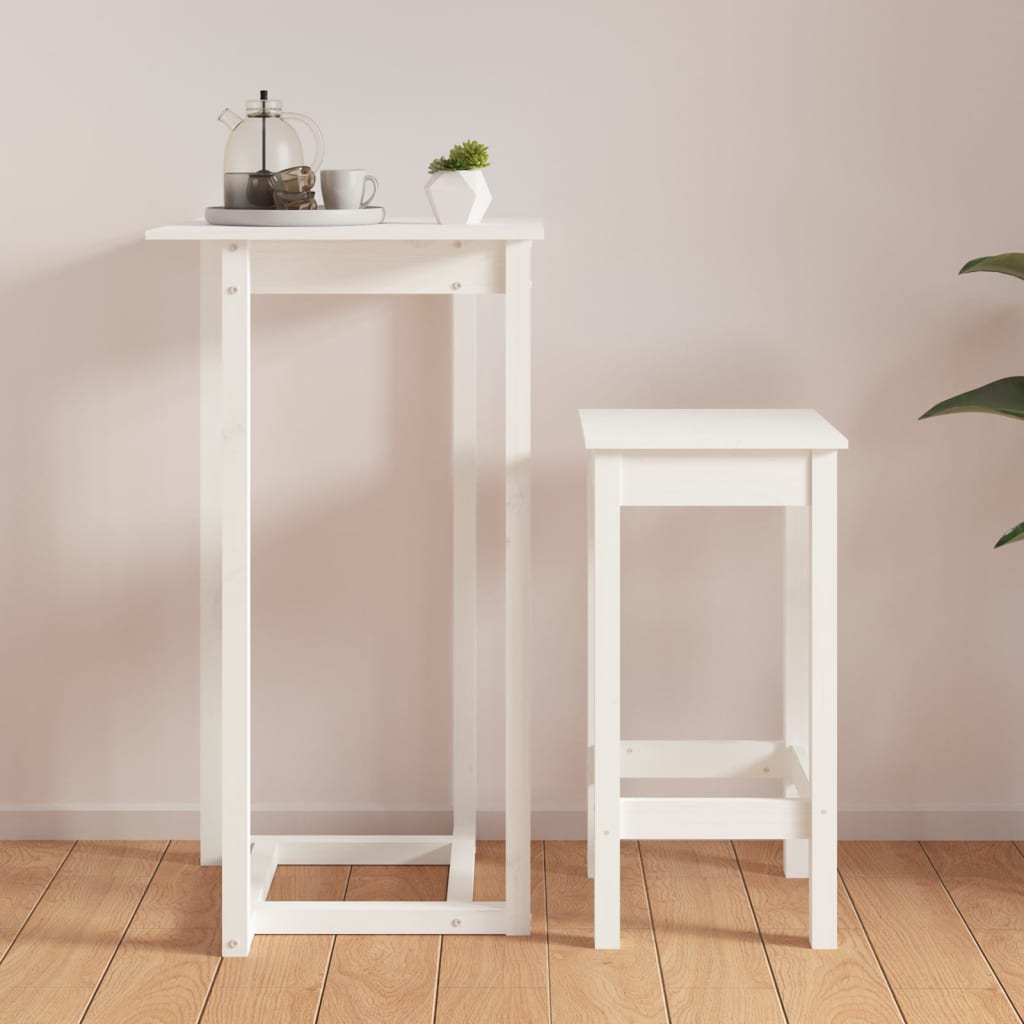 Table de bar Blanc 60x60x110 cm Bois massif de pin - XIOS