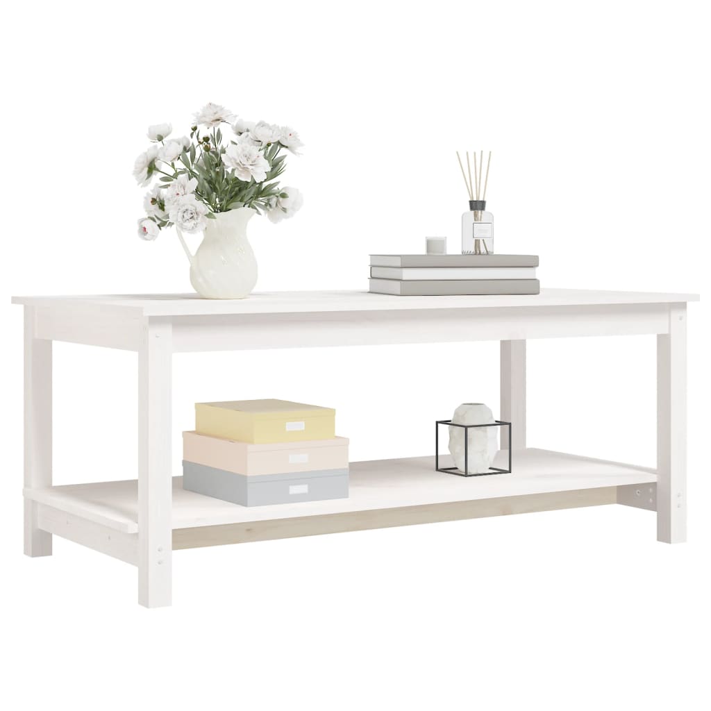 Table basse Blanc 110x55x45 cm Bois massif de pin - XIOS