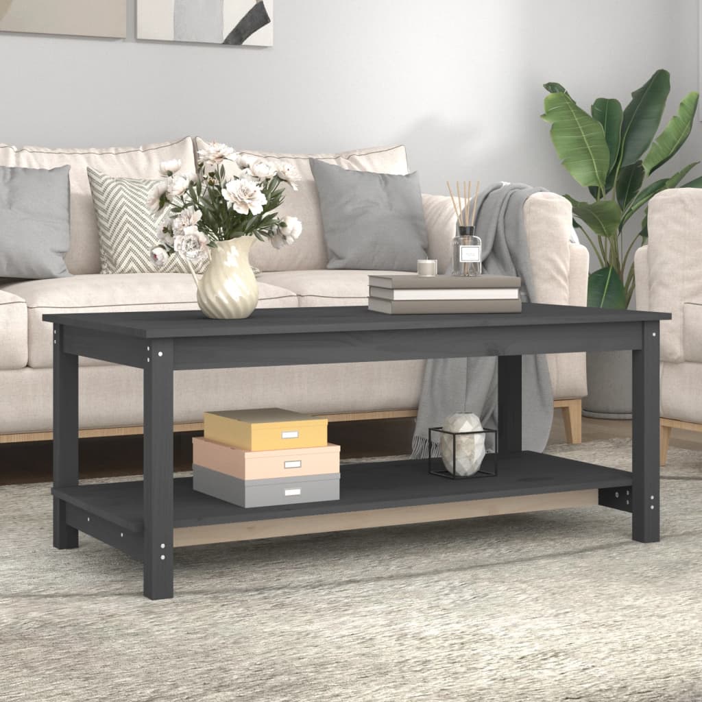Table basse Gris 110x55x45 cm Bois massif de pin - XIOS