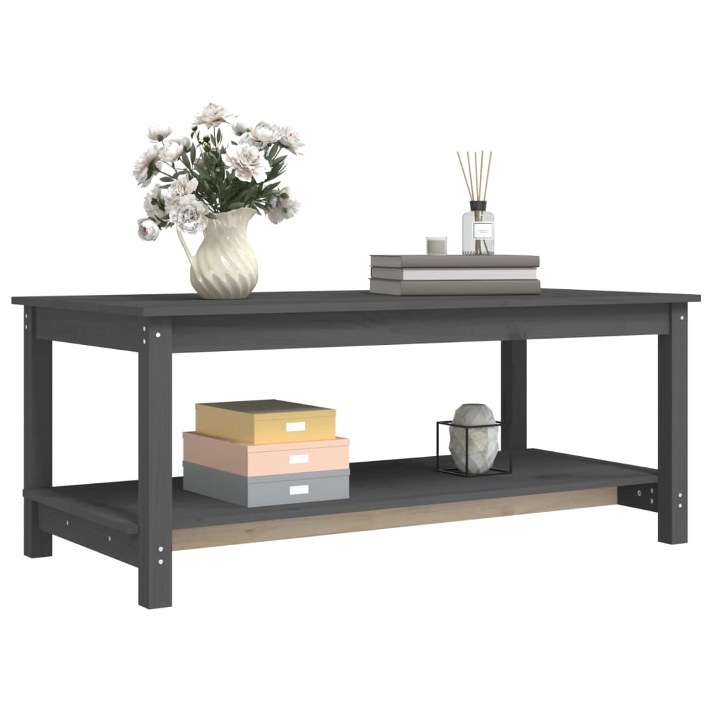 Table basse Gris 110x55x45 cm Bois massif de pin - XIOS