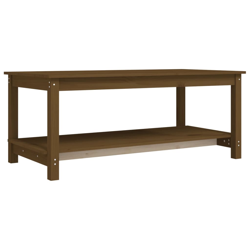Table basse Marron miel 110x55x45 cm Bois massif de pin - XIOS