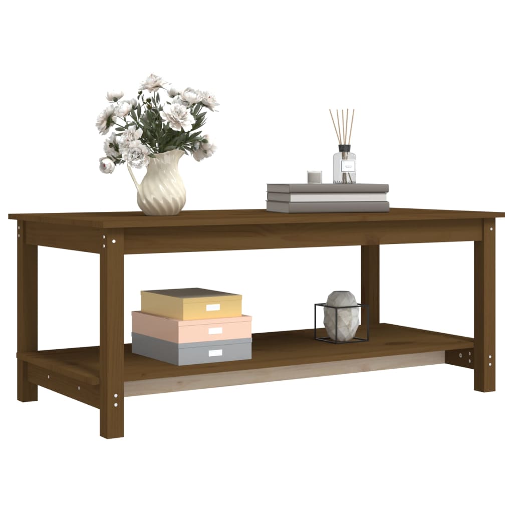 Table basse Marron miel 110x55x45 cm Bois massif de pin - XIOS