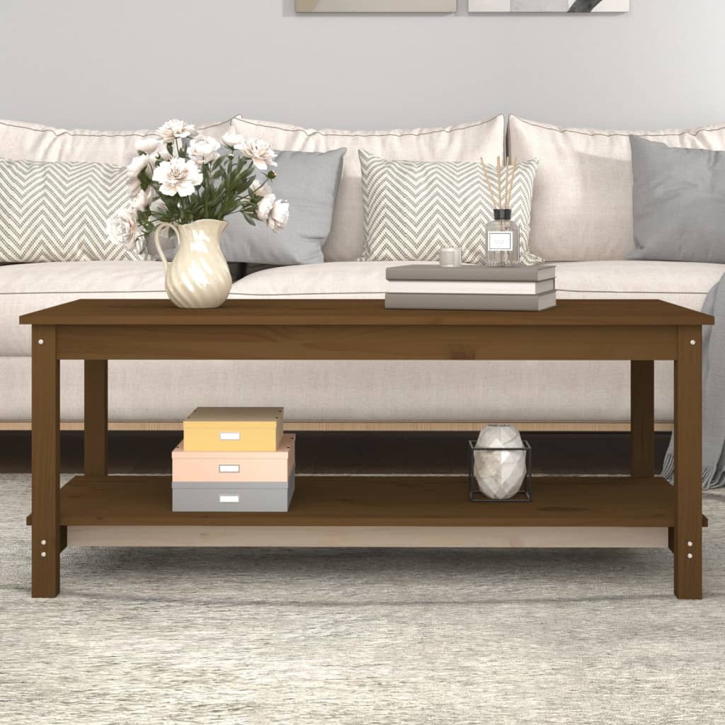 Table basse Marron miel 110x55x45 cm Bois massif de pin - XIOS