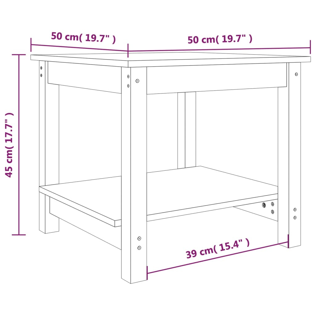 Table basse Blanc 50x50x45 cm Bois massif de pin - XIOS