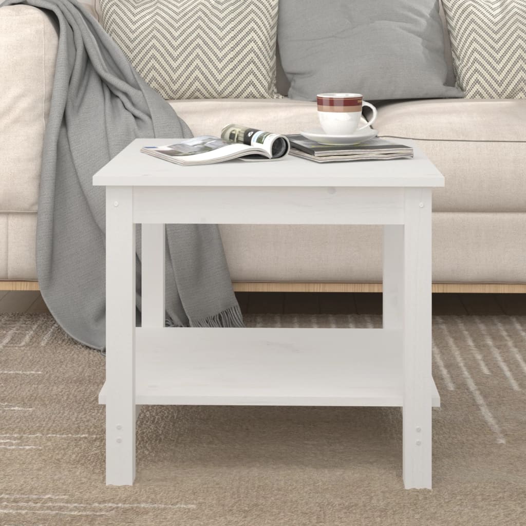 Table basse Blanc 50x50x45 cm Bois massif de pin - XIOS