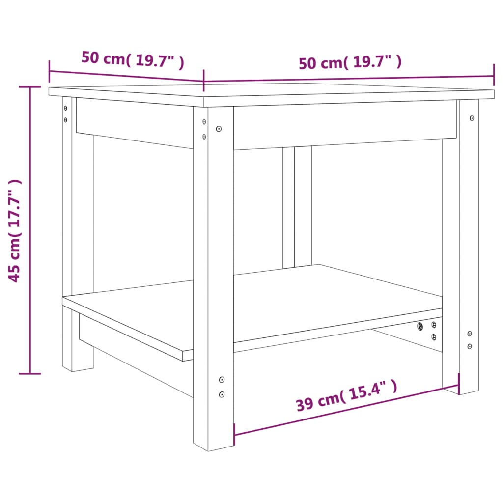Table basse Noir 50x50x45 cm Bois massif de pin - XIOS