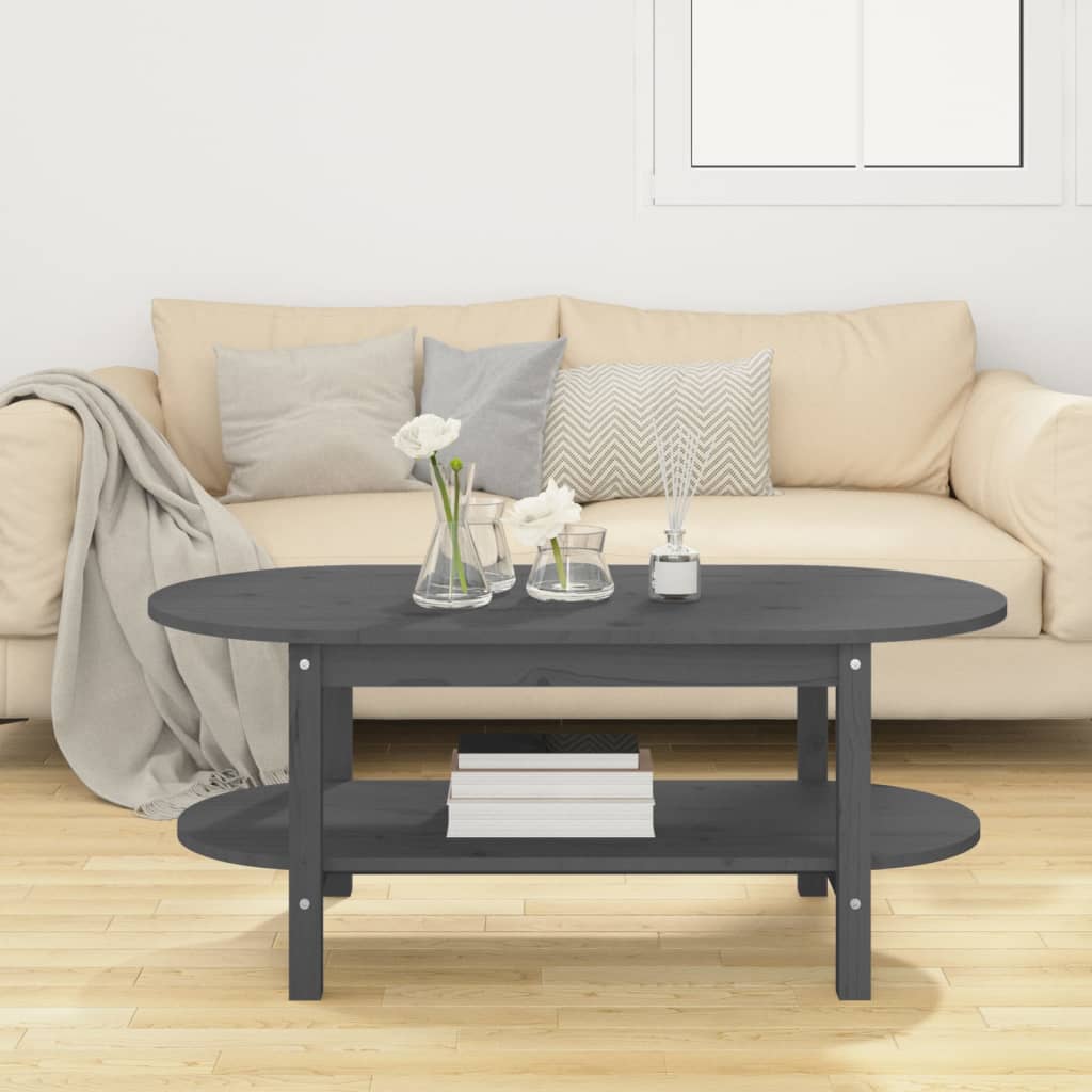 Table basse Gris 110x55x45 cm Bois massif de pin - XIOS
