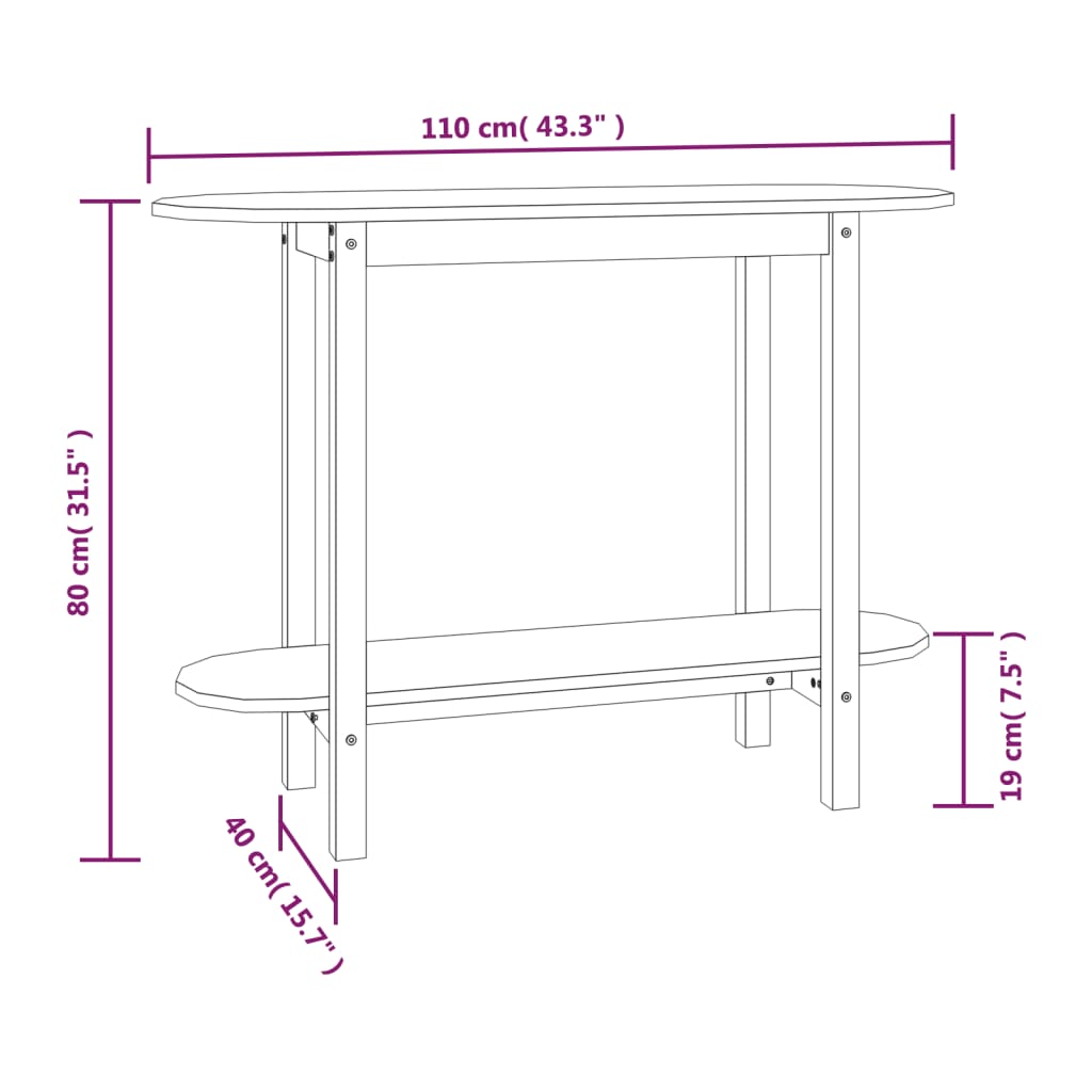 Table console Gris 110x40x80 cm Bois massif de pin - XIOS