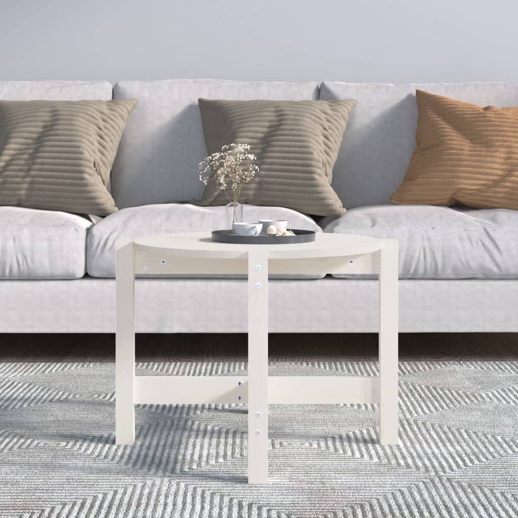 Table basse Blanc Ø 62,5x45 cm Bois massif de pin - XIOS