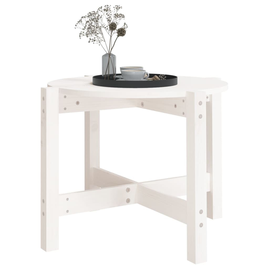 Table basse Blanc Ø 62,5x45 cm Bois massif de pin - XIOS