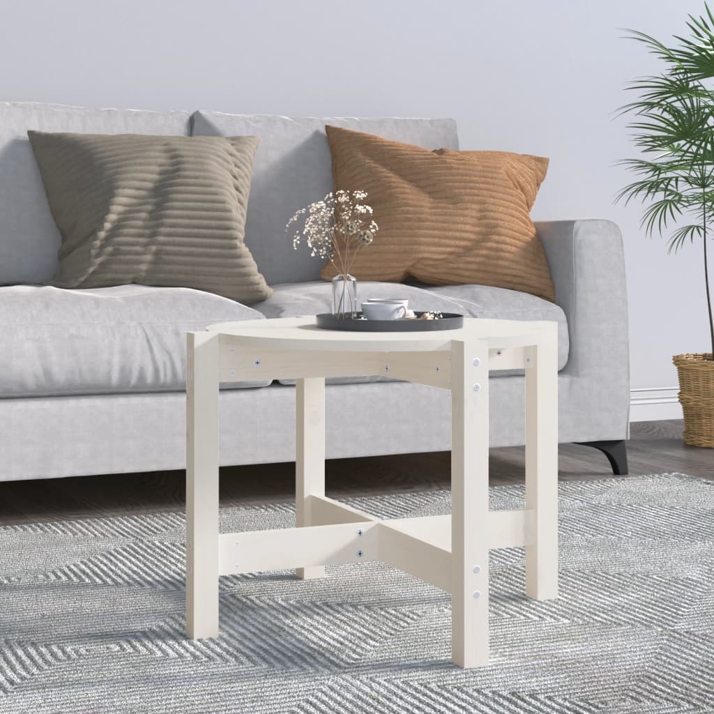 Table basse Blanc Ø 62,5x45 cm Bois massif de pin - XIOS