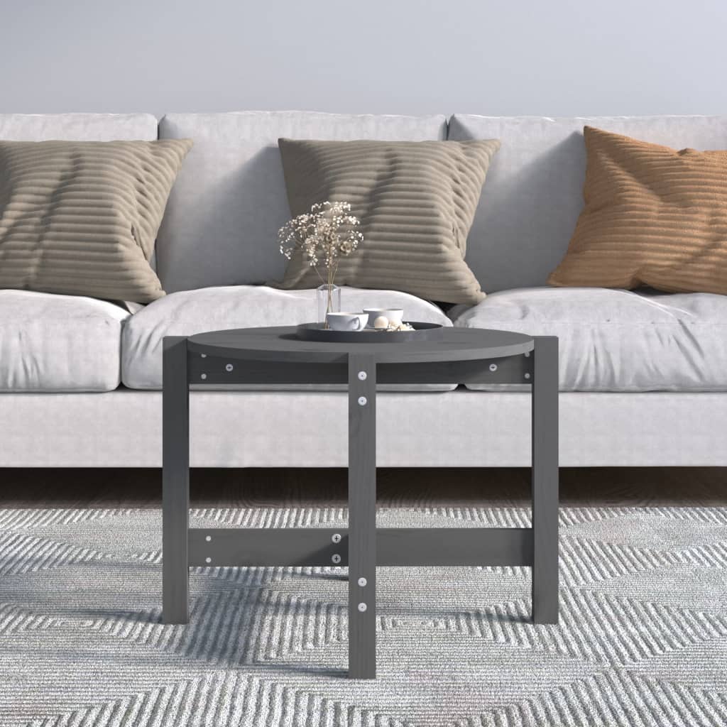 Table basse Gris Ø 62,5x45 cm Bois massif de pin - XIOS