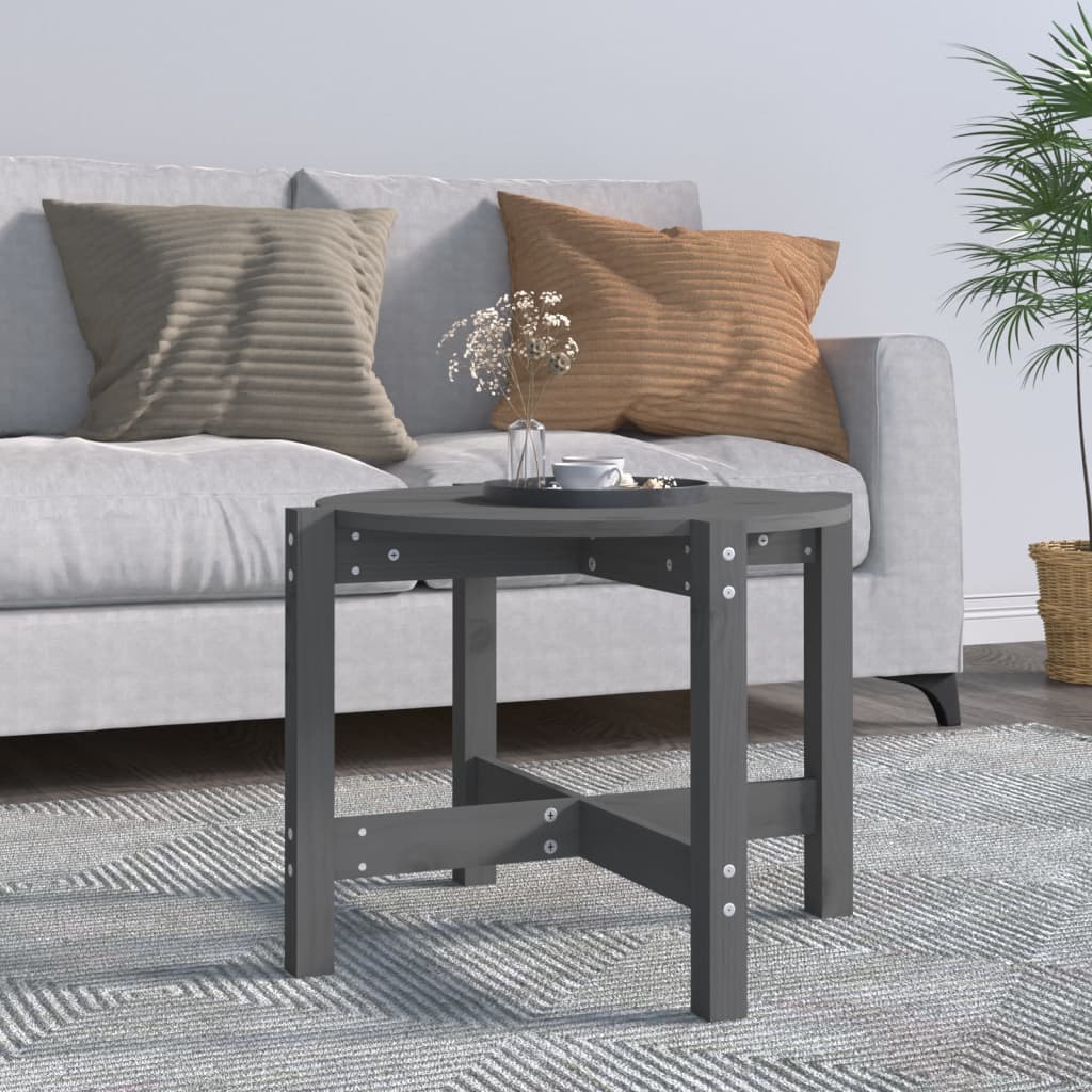 Table basse Gris Ø 62,5x45 cm Bois massif de pin - XIOS