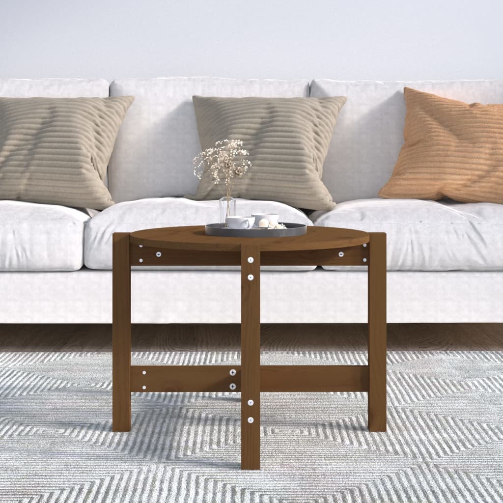 Table basse Marron miel Ø 62,5x45 cm Bois massif de pin - XIOS