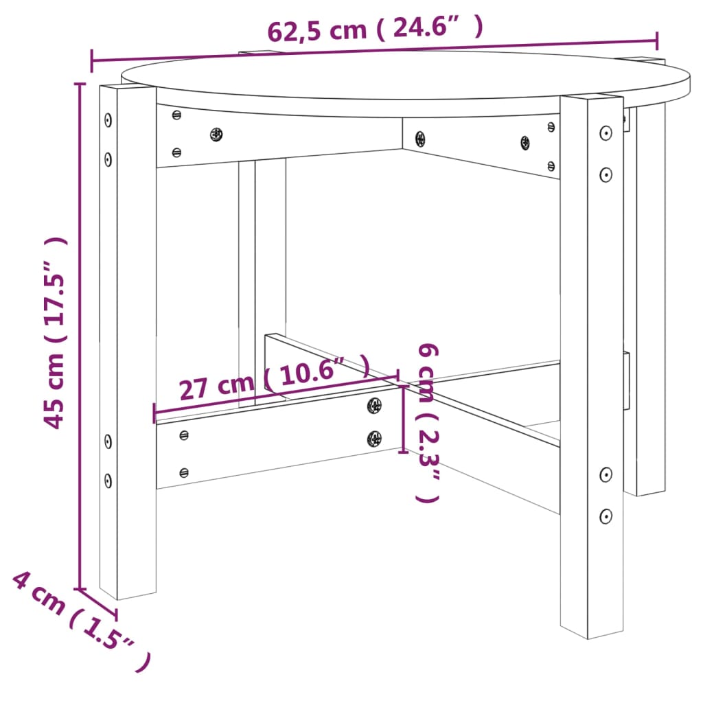 Table basse Marron miel Ø 62,5x45 cm Bois massif de pin - XIOS