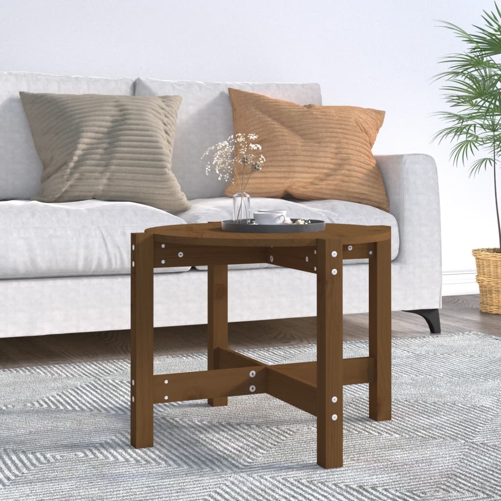 Table basse Marron miel Ø 62,5x45 cm Bois massif de pin - XIOS