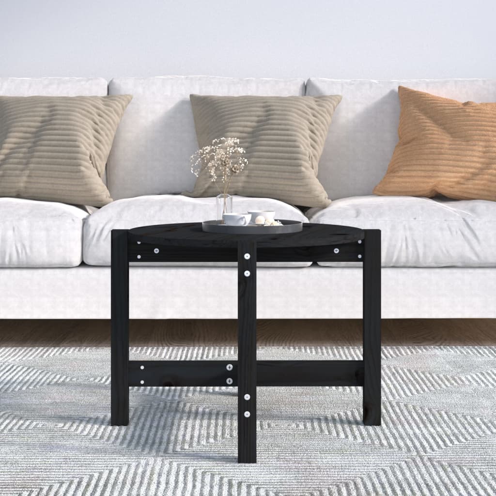 Table basse Noir Ø 62,5x45 cm Bois massif de pin - XIOS