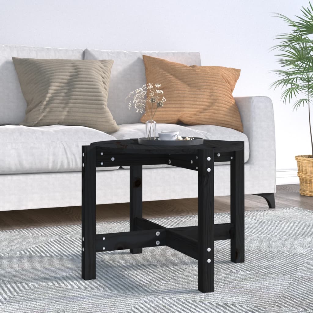 Table basse Noir Ø 62,5x45 cm Bois massif de pin - XIOS