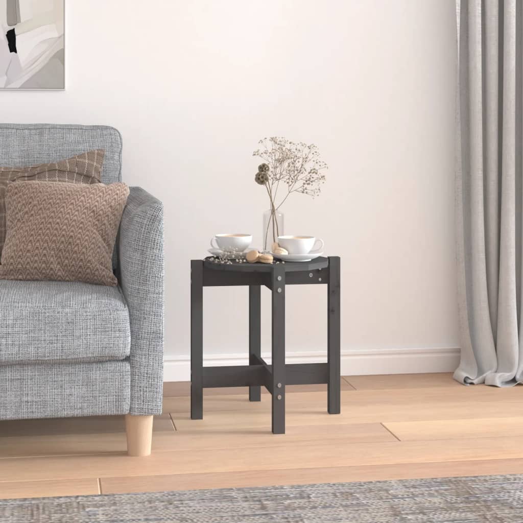 Table basse Gris Ø 42,5x45 cm Bois massif de pin - XIOS