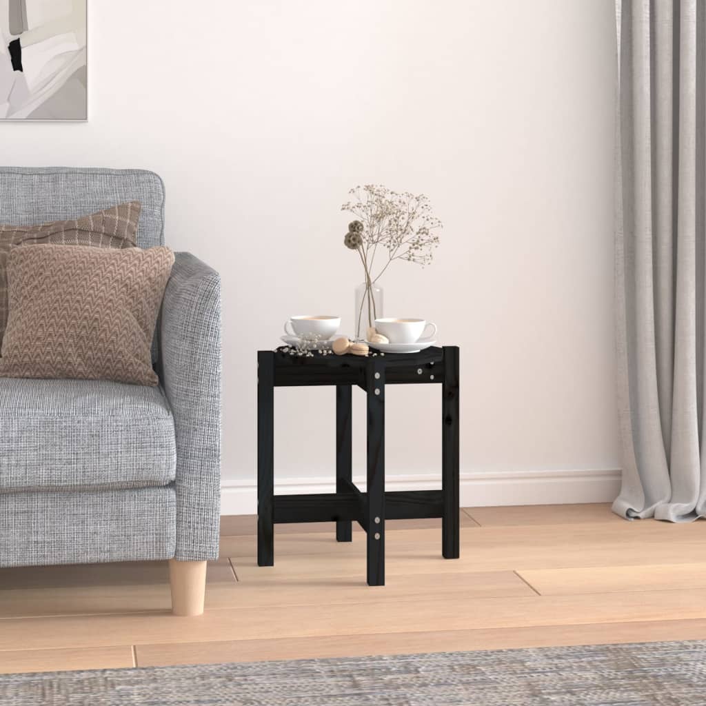 Table basse Noir Ø 42,5x45 cm Bois massif de pin - XIOS