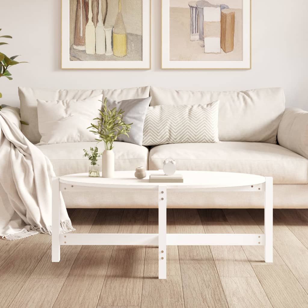 Table basse Blanc 118x63x45 cm Bois massif de pin - XIOS