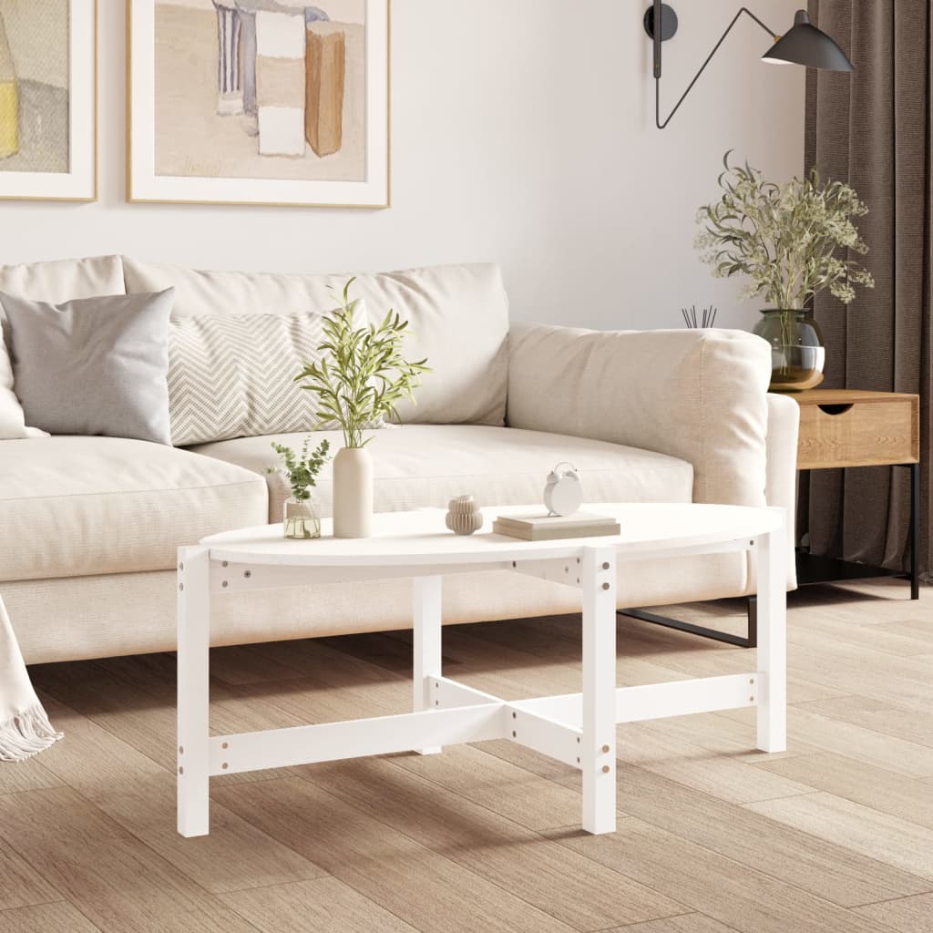 Table basse Blanc 118x63x45 cm Bois massif de pin - XIOS