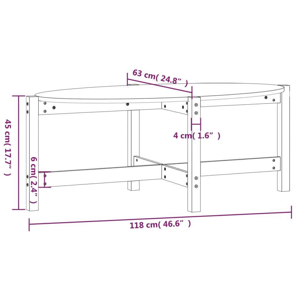 Table basse Gris 118x63x45 cm Bois massif de pin - XIOS