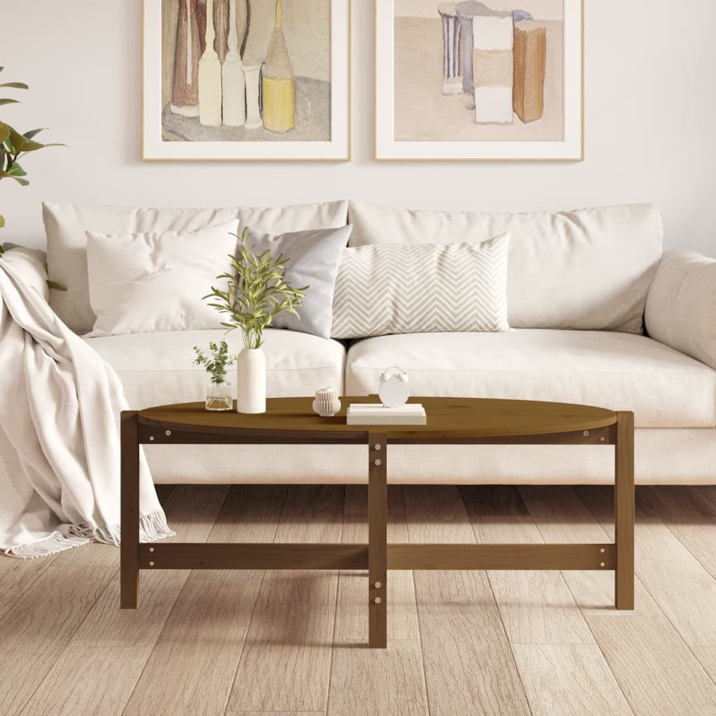 Table basse Marron miel 118x63x45 cm Bois massif de pin - XIOS