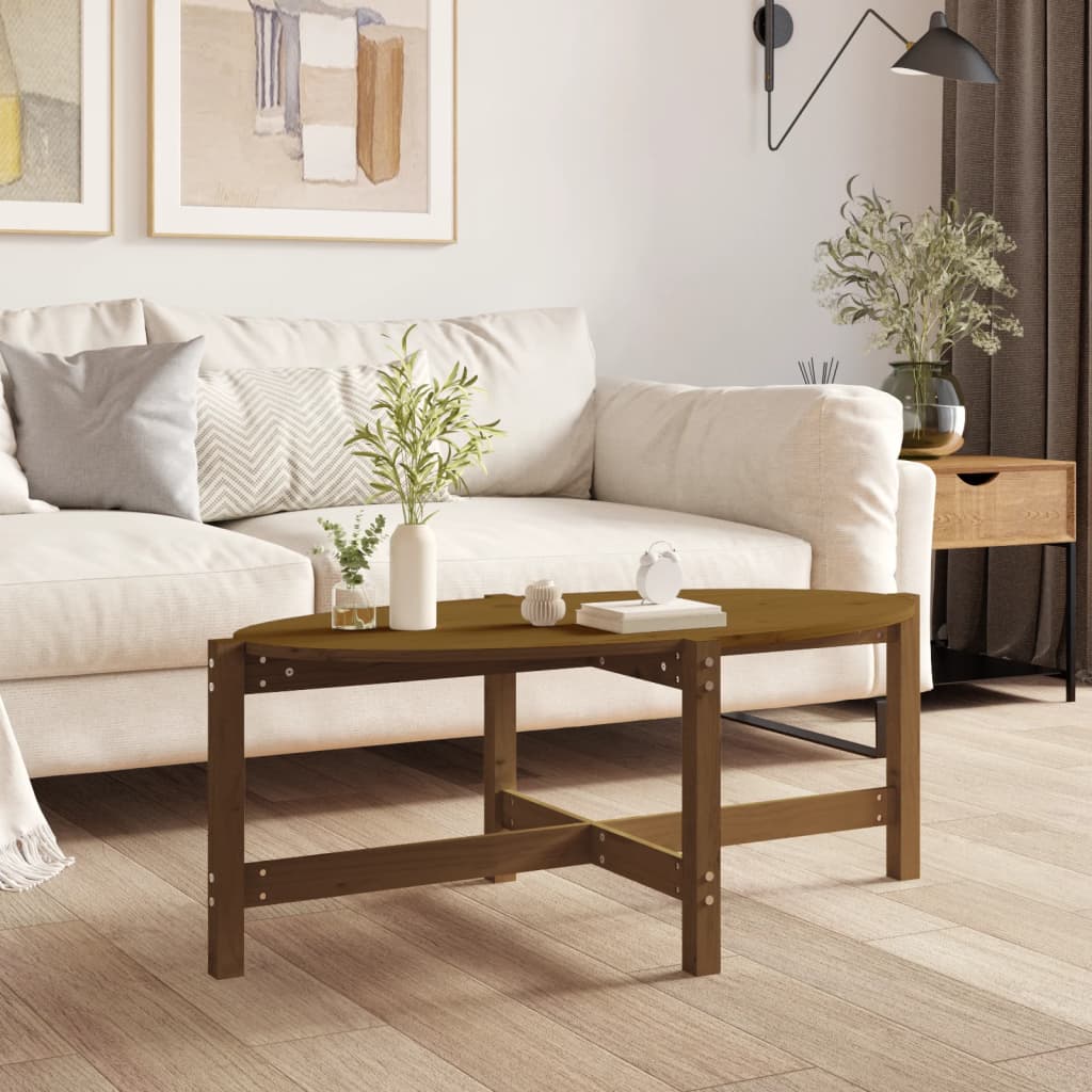 Table basse Marron miel 118x63x45 cm Bois massif de pin - XIOS