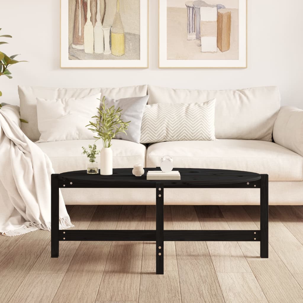 Table basse Noir 118x63x45 cm Bois massif de pin - XIOS