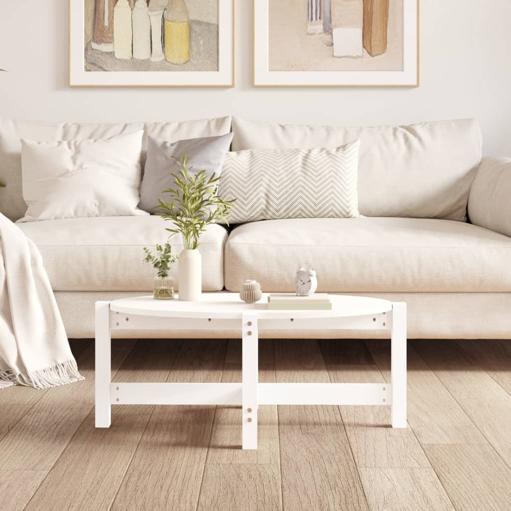 Table basse Blanc 87x48x35 cm Bois massif de pin - XIOS