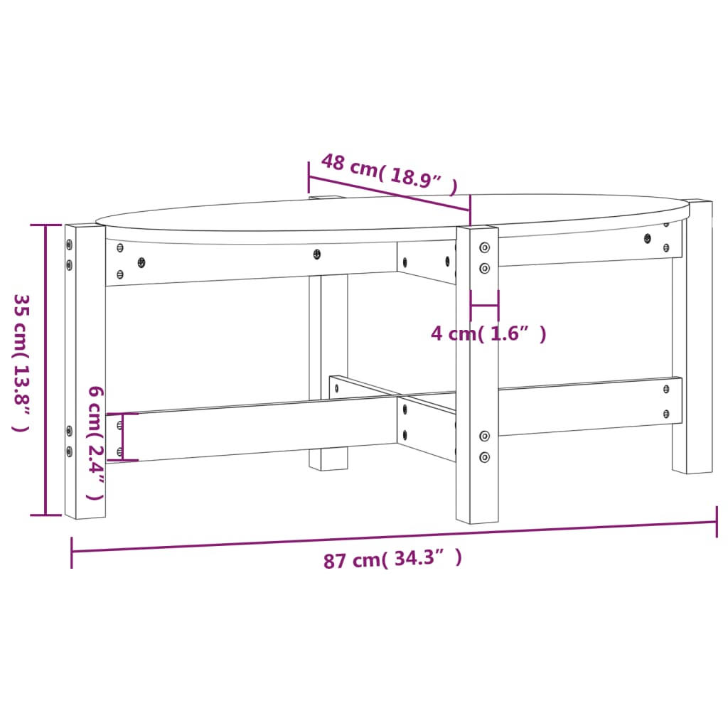 Table basse Blanc 87x48x35 cm Bois massif de pin - XIOS