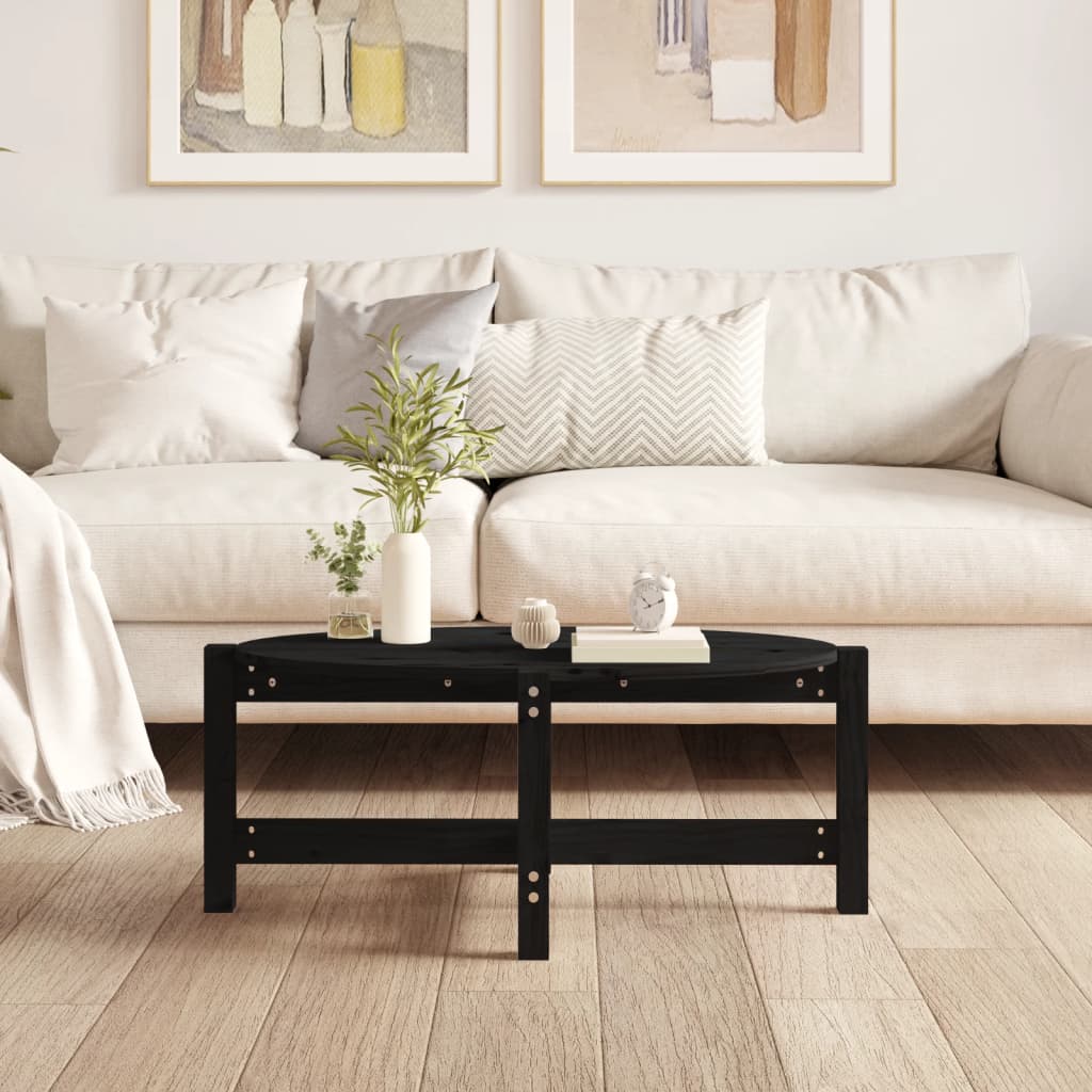 Table basse Noir 87x48x35 cm Bois massif de pin - XIOS
