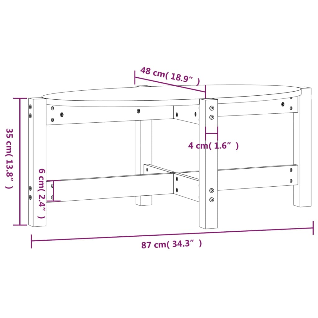 Table basse Noir 87x48x35 cm Bois massif de pin - XIOS