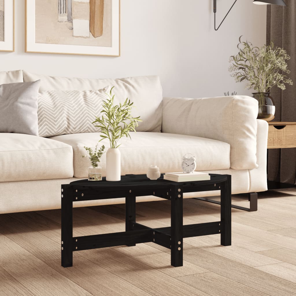 Table basse Noir 87x48x35 cm Bois massif de pin - XIOS
