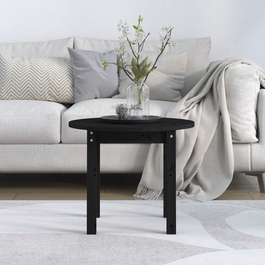 Table basse Noir Ø 55x45 cm Bois massif de pin - XIOS