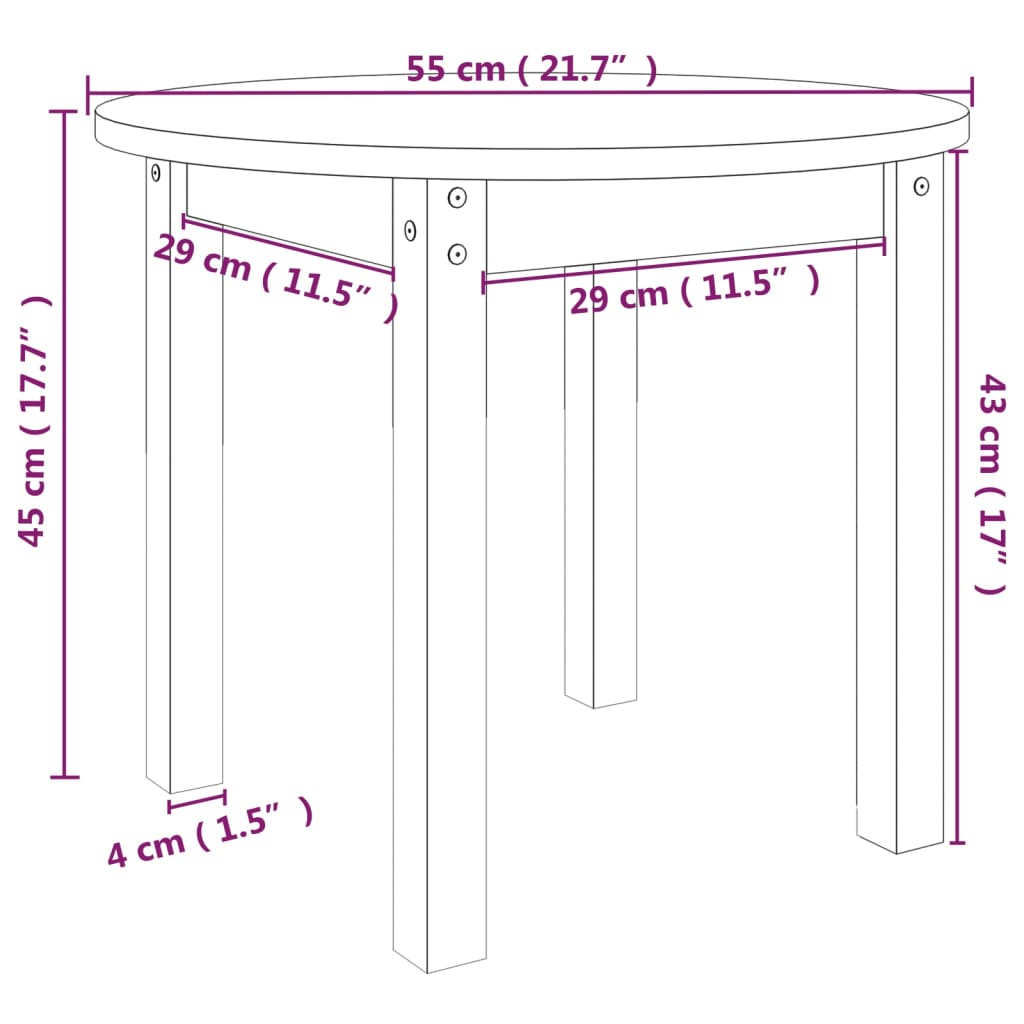 Table basse Noir Ø 55x45 cm Bois massif de pin - XIOS