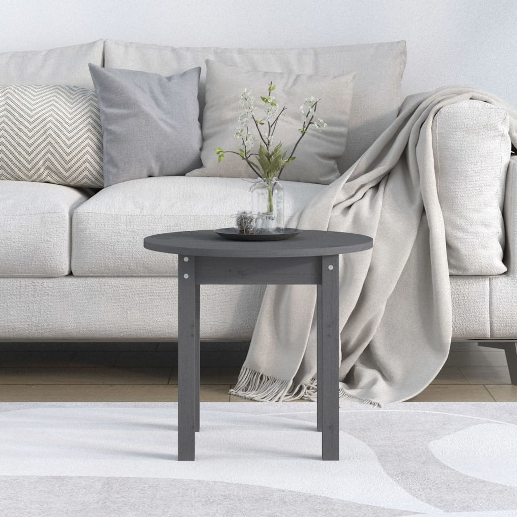 Table basse Gris Ø 45x40 cm Bois massif de pin - XIOS