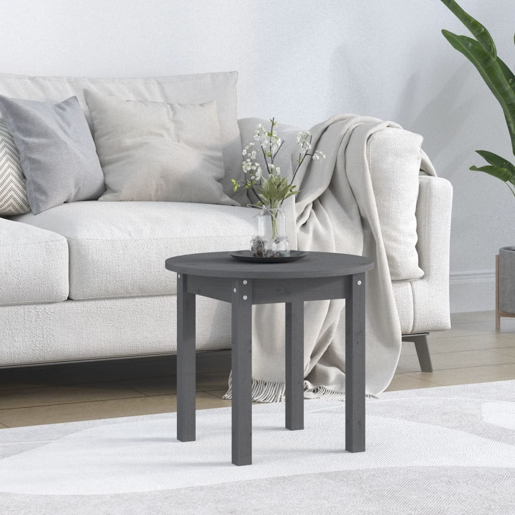 Table basse Gris Ø 45x40 cm Bois massif de pin - XIOS