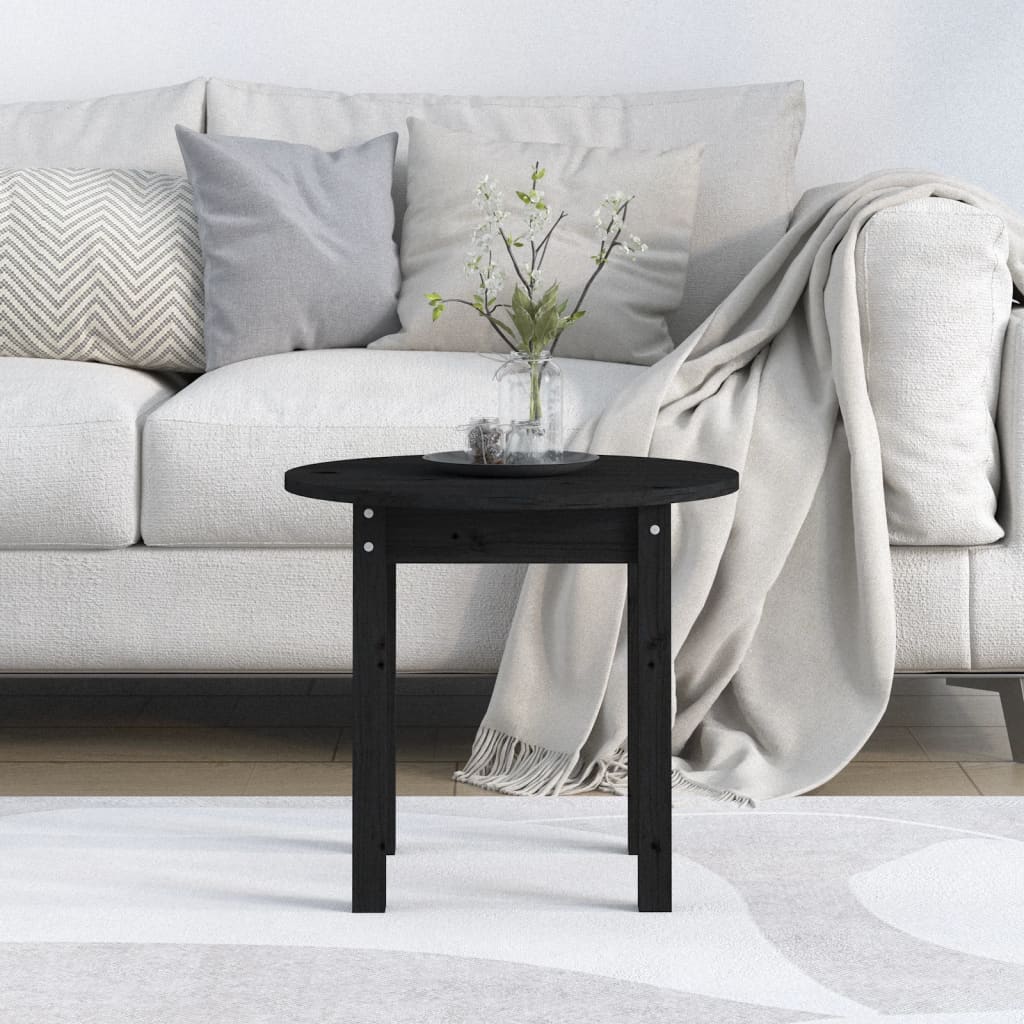 Table basse Noir Ø 45x40 cm Bois massif de pin - XIOS