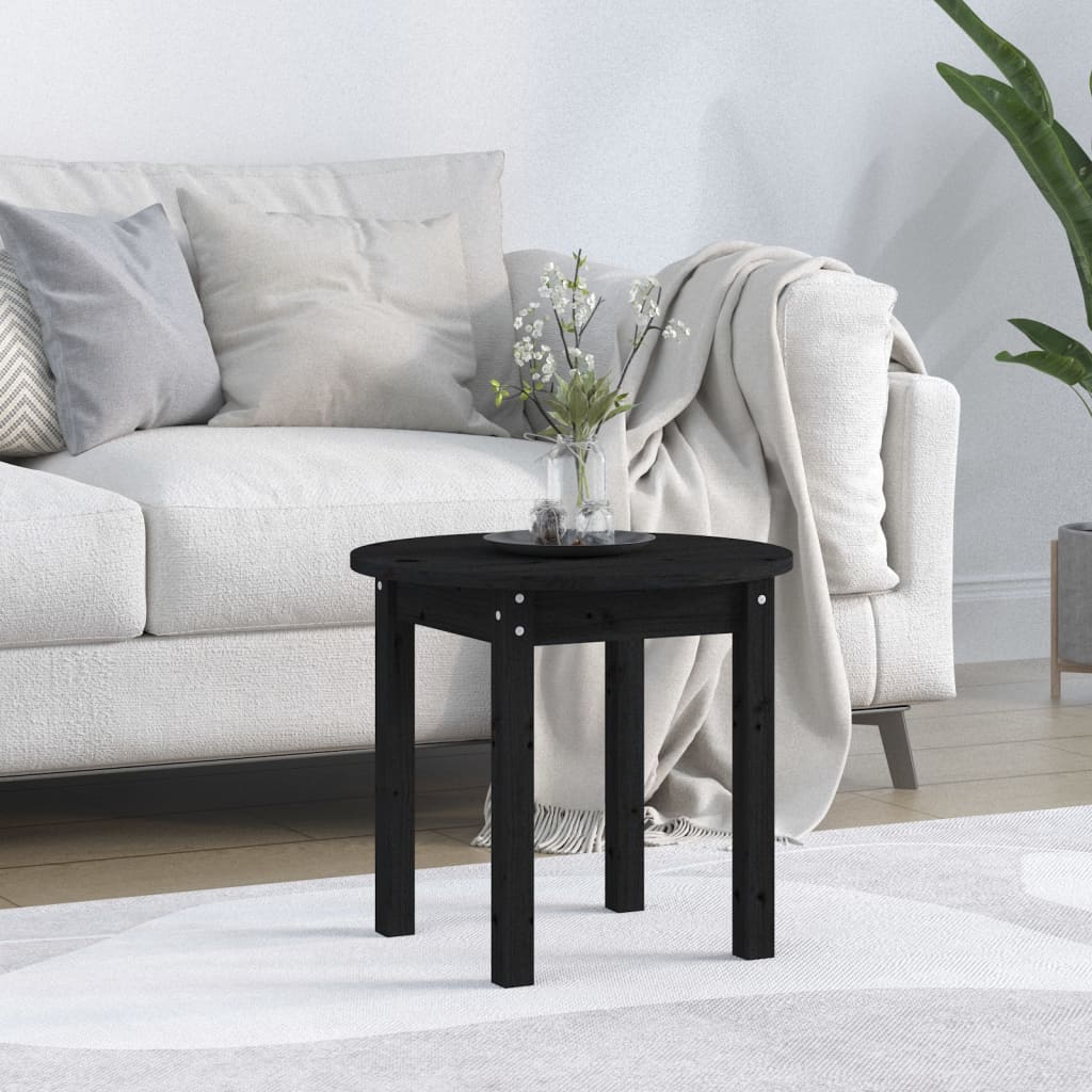 Table basse Noir Ø 45x40 cm Bois massif de pin - XIOS