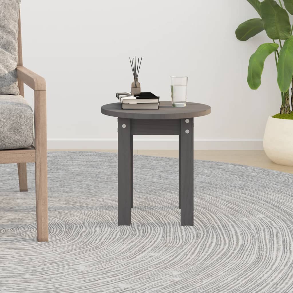 Table basse Gris Ø 35x35 cm Bois massif de pin - XIOS