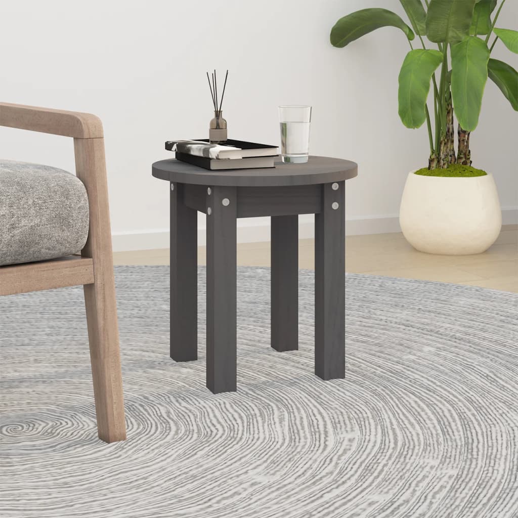 Table basse Gris Ø 35x35 cm Bois massif de pin - XIOS