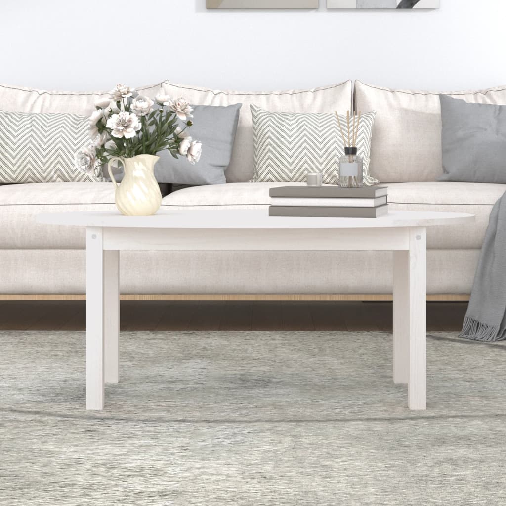 Table basse Blanc 110x55x45 cm Bois massif de pin - XIOS