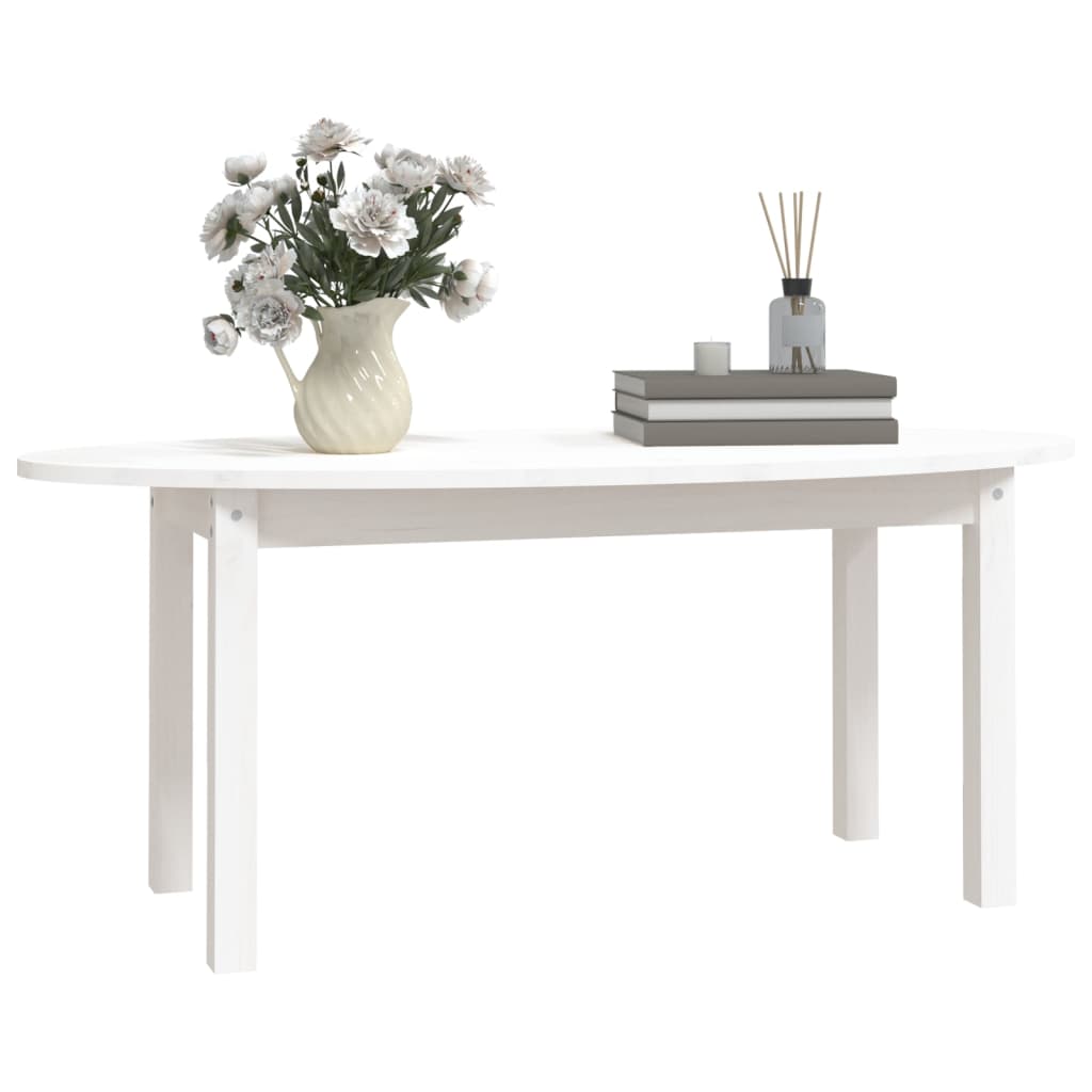 Table basse Blanc 110x55x45 cm Bois massif de pin - XIOS
