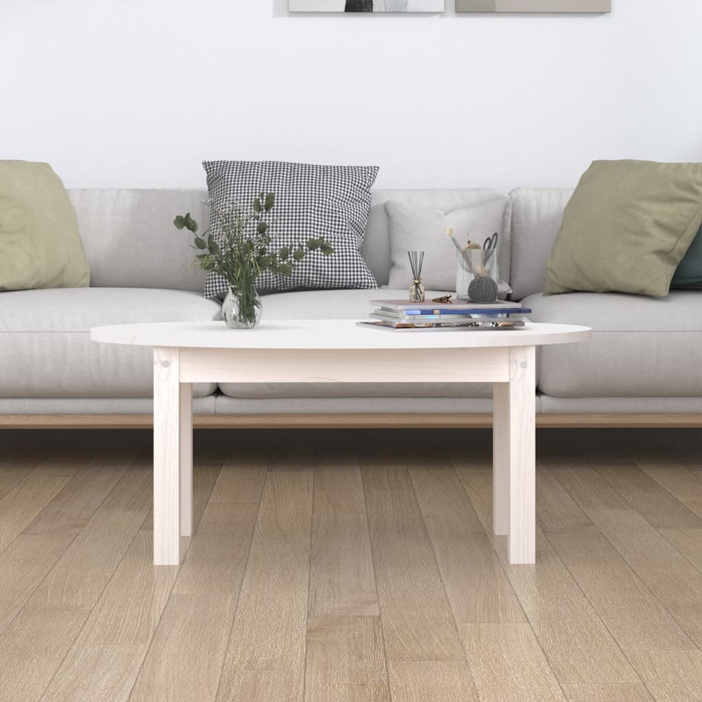 Table basse Blanc 80x40x35 cm Bois massif de pin - XIOS