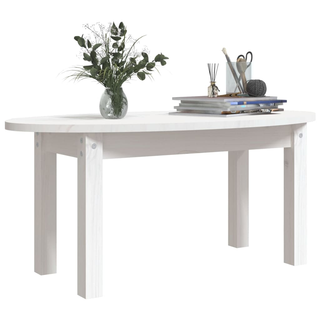 Table basse Blanc 80x40x35 cm Bois massif de pin - XIOS