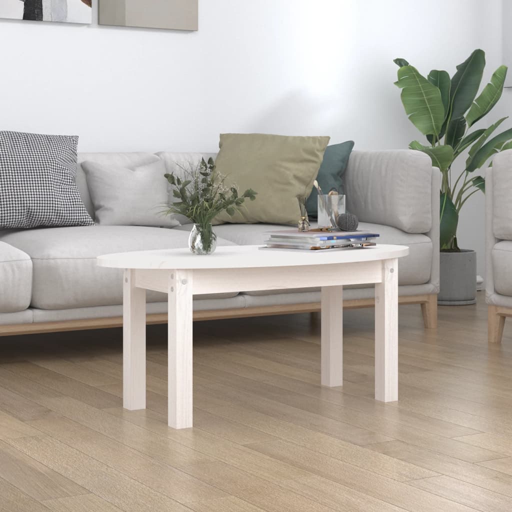 Table basse Blanc 80x40x35 cm Bois massif de pin - XIOS